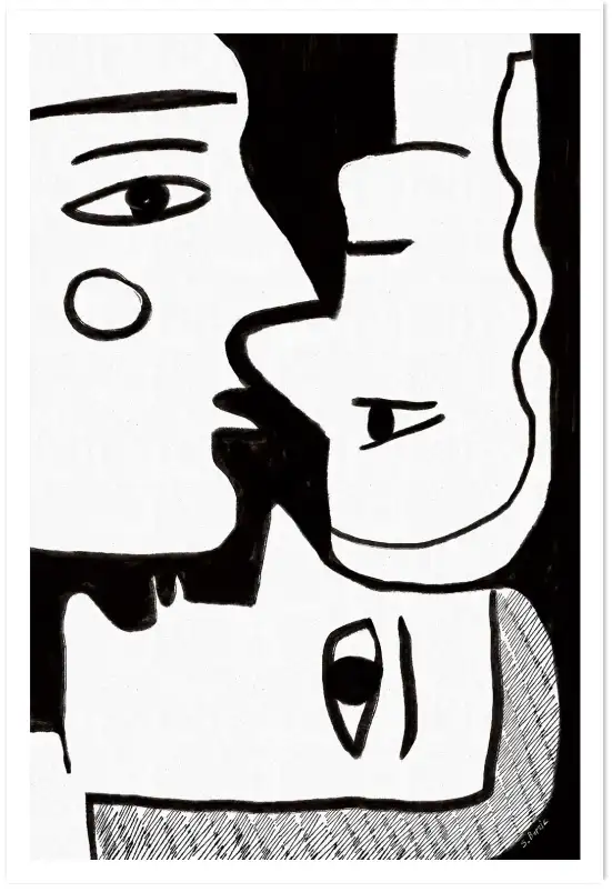 Affiche illustration visages enlaces abstrait