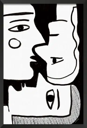 Affiche illustration visages enlaces abstrait