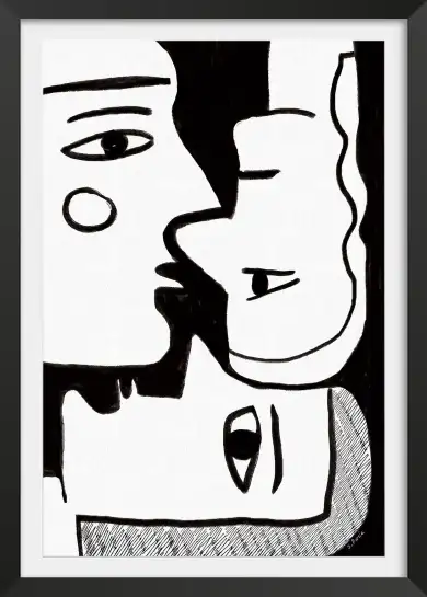 Affiche illustration visages enlaces abstrait