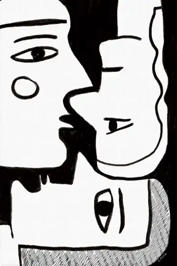 Affiche illustration visages enlaces abstrait