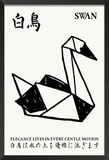 Affiche art abstrait cygne origami japonais