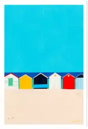 Affiche illustration cabanes de plage d'Henry Rivers