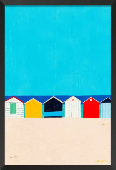 Affiche illustration cabanes de plage d'Henry Rivers