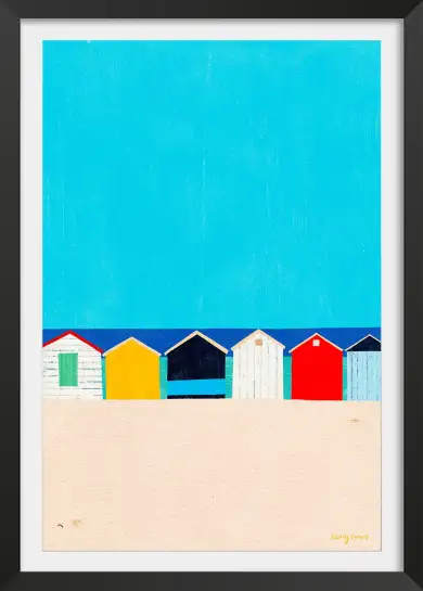 Affiche illustration cabanes de plage d'Henry Rivers