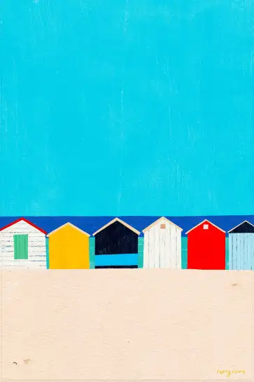 Affiche illustration cabanes de plage d'Henry Rivers