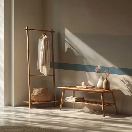 Papier peint panoramique bleu au design épuré effet matière, décor contemporain idéal pour un bureau