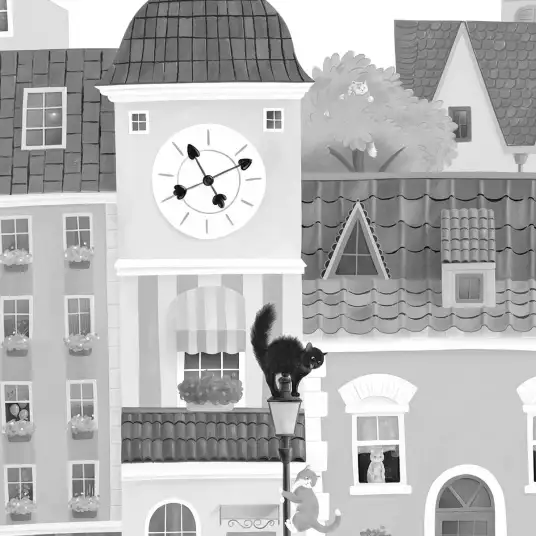 Village des chats en monochrome