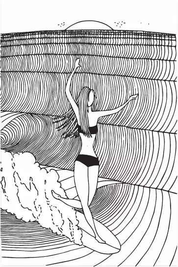 Surfeuse nose-riding - illustration sud ouest