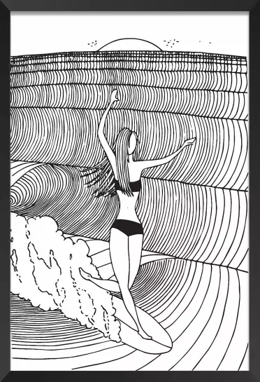 Surfeuse nose-riding - illustration sud ouest