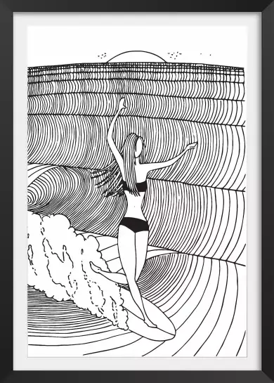 Surfeuse nose-riding - illustration sud ouest