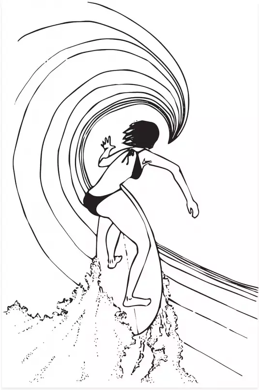 Surfeuse tube - illustration sud ouest