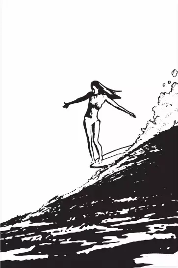 Surfeuse longboard - illustration sud ouest