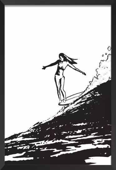 Surfeuse longboard - illustration sud ouest