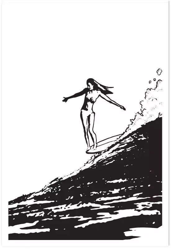 Surfeuse longboard - illustration sud ouest