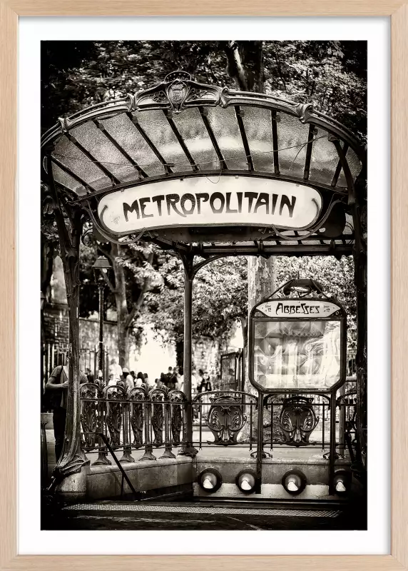 Affiche ville retro Paris France avec cadre noir 60x90cm