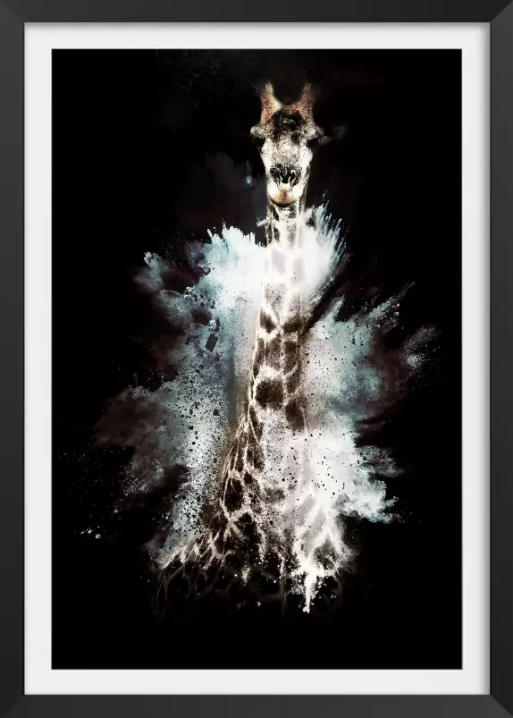 Wild explosion girafe - tableau animaux multicolore