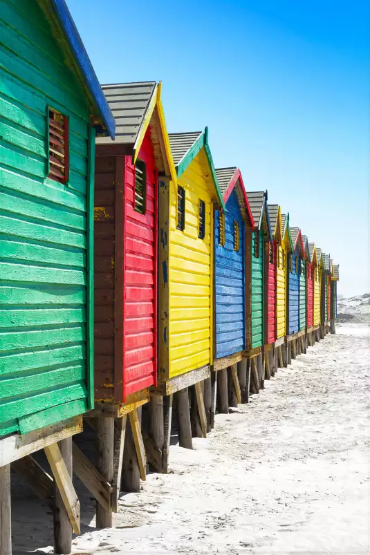 Bord de mer et cabane de surf - tableau coucher de soleil sur la mer