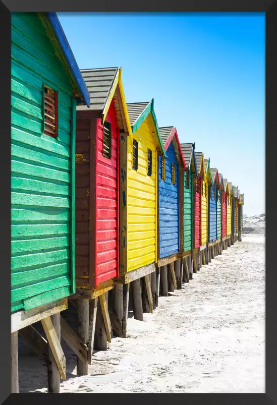 Bord de mer et cabane de surf - tableau coucher de soleil sur la mer