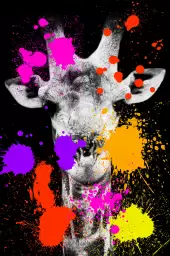 Girafe pop art - tableau animaux multicolore