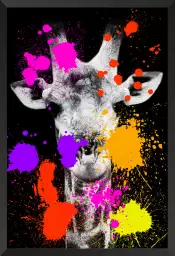 Girafe pop art - tableau animaux multicolore