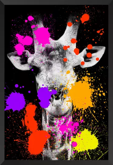 Girafe pop art - tableau animaux multicolore