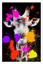 Girafe pop art - tableau animaux multicolore