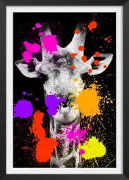 Girafe pop art - tableau animaux multicolore