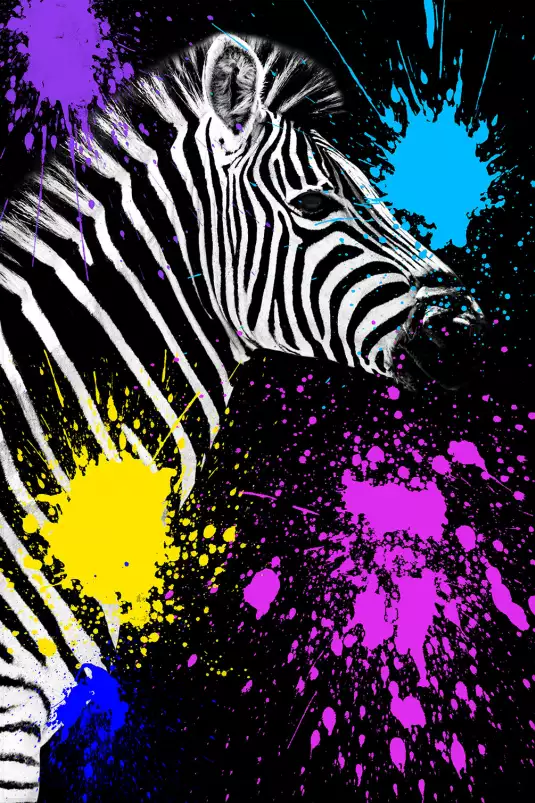 Zebre pop art - tableau animaux multicolore