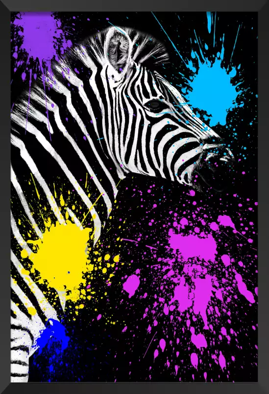 Zebre pop art - tableau animaux multicolore