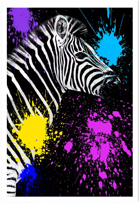 Zebre pop art - tableau animaux multicolore