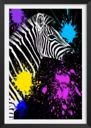 Zebre pop art - tableau animaux multicolore