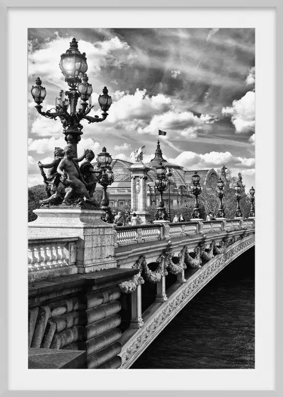 Photo Paris Vue du pont Alexandre III Tableau noir et blanc