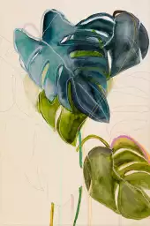 Blue monstera lg2 - tableau peinture fleurs