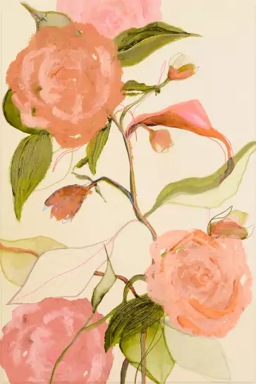 Bouquet rose le lani - tableau peinture fleurs
