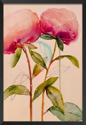 Palm pivoine - tableau peinture fleurs