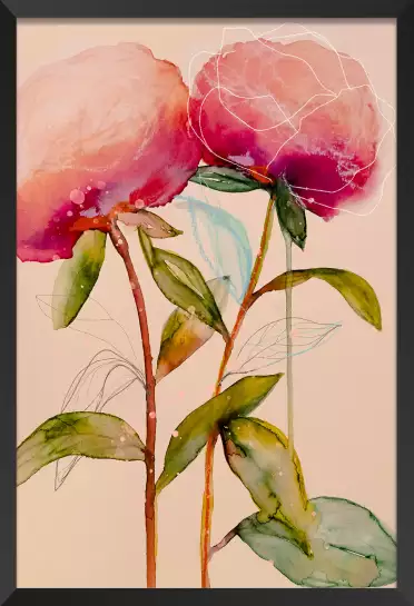 Palm pivoine - tableau peinture fleurs