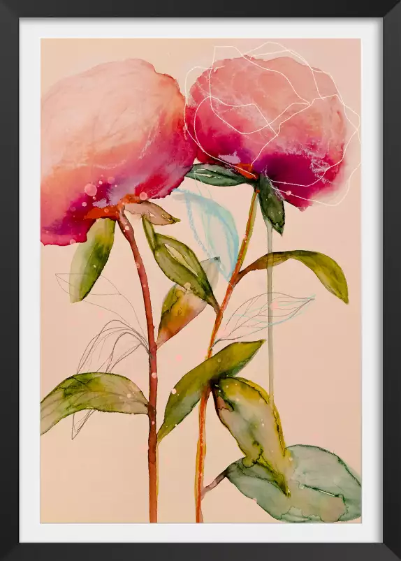 Palm pivoine - tableau peinture fleurs