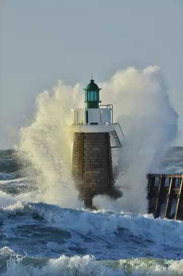 Tempête sur le phare - tableau mer