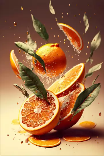 Oranges fraiches - affiche fruits