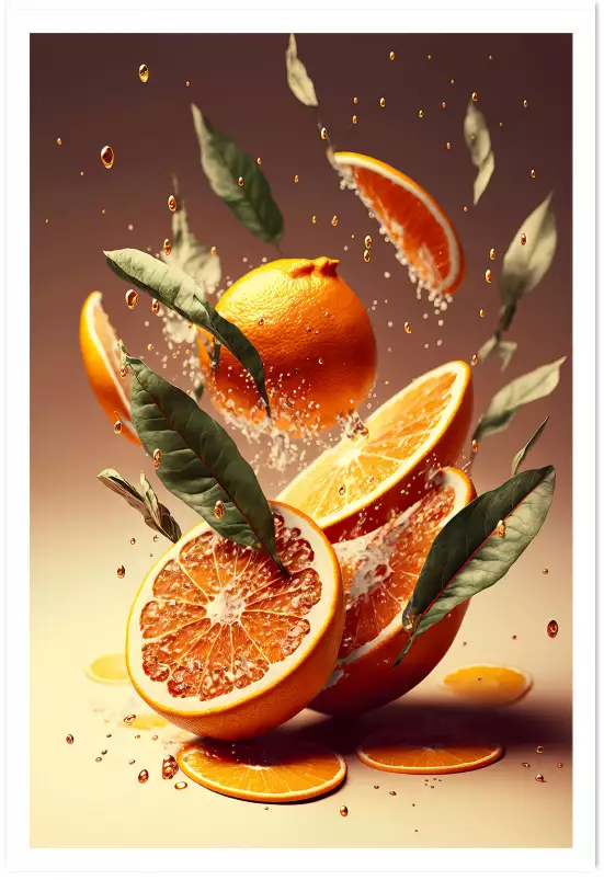 Oranges fraiches - affiche fruits