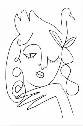 Femme au clin d'oeil - affiche line art