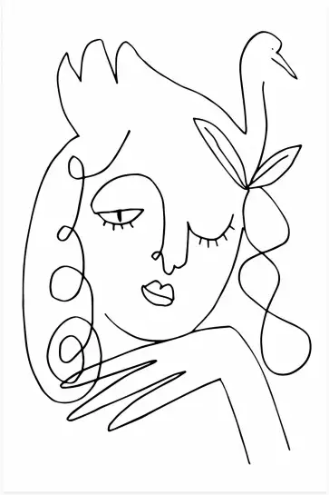 Femme au clin d'oeil - affiche line art