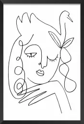 Femme au clin d'oeil - affiche line art