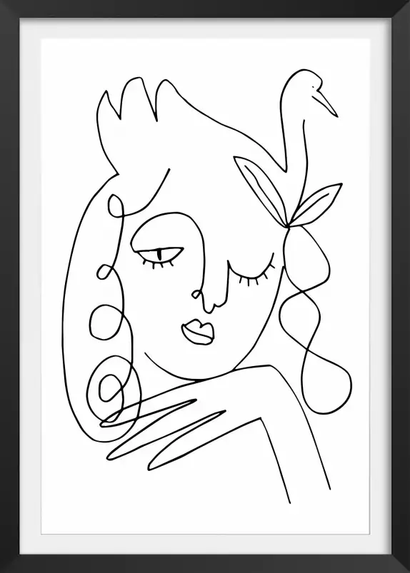 Femme au clin d'oeil - affiche line art