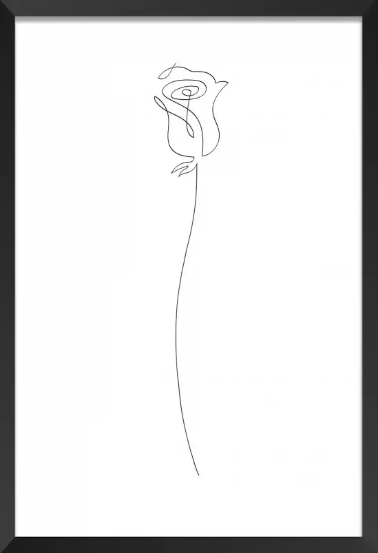 Bouton de rose Croquis - poster minimaliste