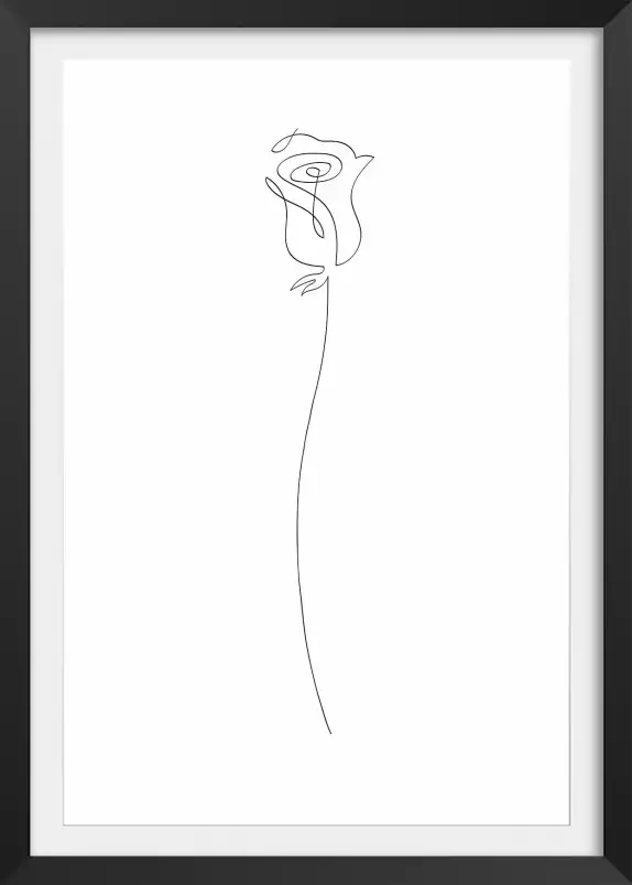 Bouton de rose Croquis - poster minimaliste