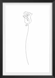 Bouton de rose Croquis - poster minimaliste