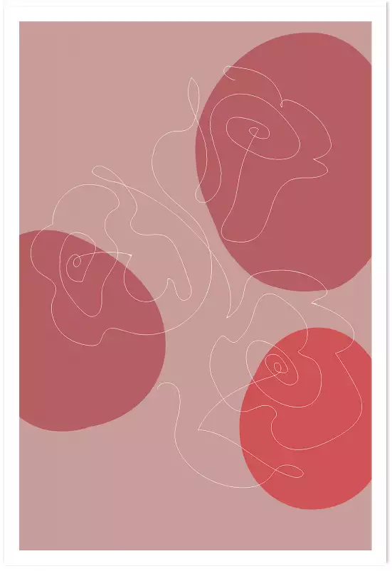Line art et courbe rose - poster organique
