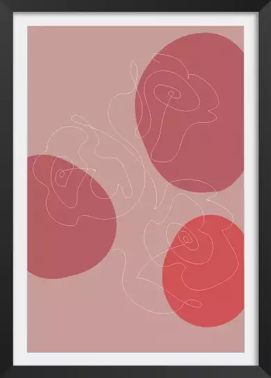 Line art et courbe rose - poster organique