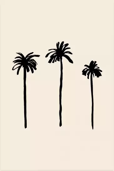 Three black palm tree - affiche palmier noir et blanc